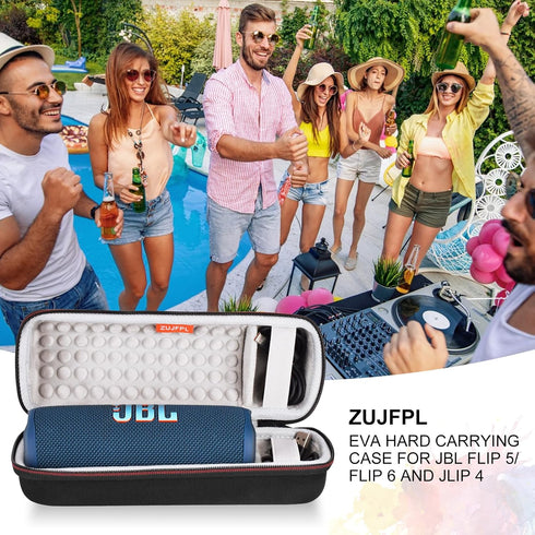 EVA Hard Case for JBL Flip 6 Flip 5, Waterproof Portable Bluetooth Speaker Storage Bag, Fits USB Cable and Charge