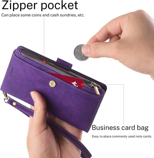 Antsturdy Samsung Galaxy S20 FE Wallet Case with Card Holder, RFID Blocking PU Leather Flip Cover, Purple