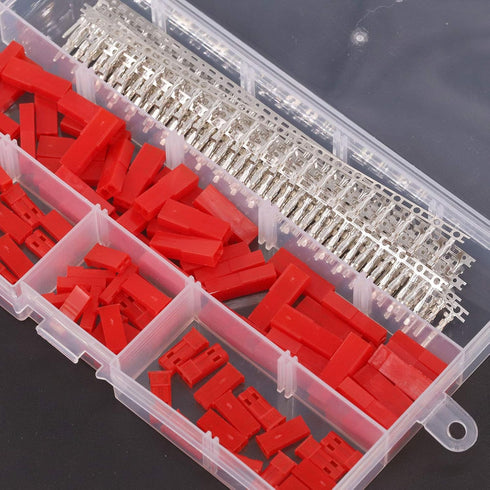 Hilitchi 300Pcs (50set) 2.54mm 2-Pin Female & Male Red Plug Housing Crimp Terminal Connector Kit Compatible with JST SYP