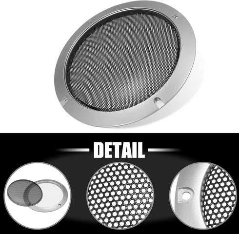 X AUTOHAUX 6.5" Speaker Grille Cover, Mesh Trim Round Subwoofer Grille Horn Protective Guard for Car