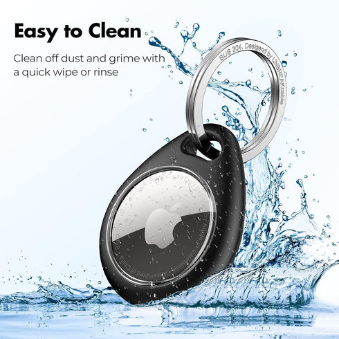 UNBREAKcable Apple AirTag Holder - 4 Pack, Waterproof TPU Shell Protective Case with Stainless Steel Keychain
