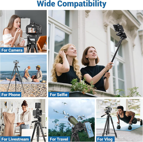 Nineigh 83 Phone Tripod, Cell Phone Tripod for iPhone, Tall Tripods Selfie Stick with Remote Extendable Phone Holder