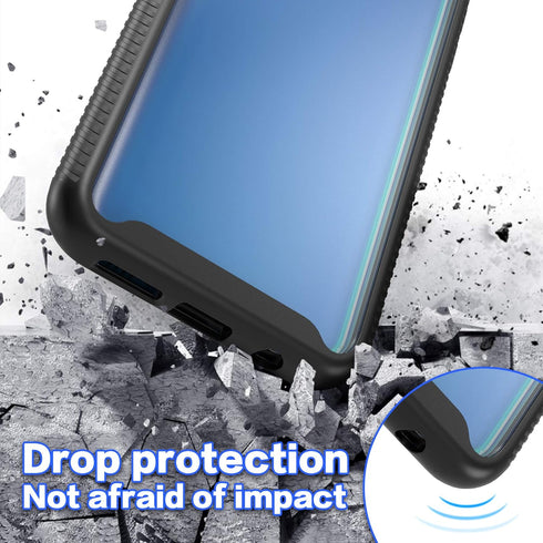 Galaxy A50 Case, Hybrid 2 in 1 Slim Fit Heavy Duty Protection Shock Resistant Clear Case with Black Bumper