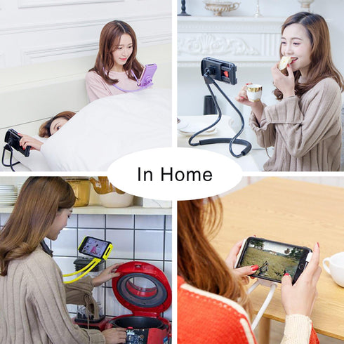 011 Neck Cell Desk Bed, Bike and Motorcycle Mount - Lazy Bracket Mobile Phone Stand Holder (Black)