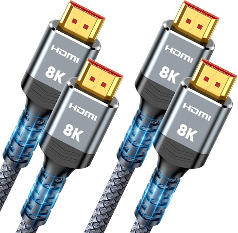 Highwings 8K HDMI Cable 2.1 5FT/1.5M 2-Pack, 48Gbps High Speed HDMI Cord-Nylon