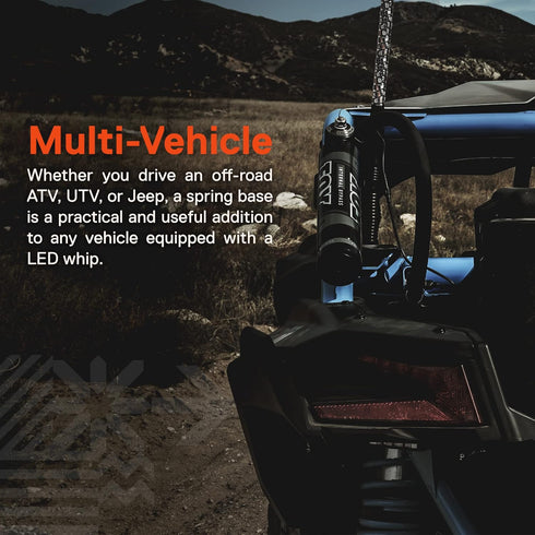 TRUE MODS 2pc Heavy-Duty LED Whip Light Mounting Base, Quick Release, Black Finish for Offroad UTV ATV