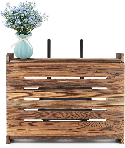 14.9 9.8 5.4 Wooden Router Shelf Wall Mount WiFi Router Storage Box Modem Cable Router Cover Organized Power Strip