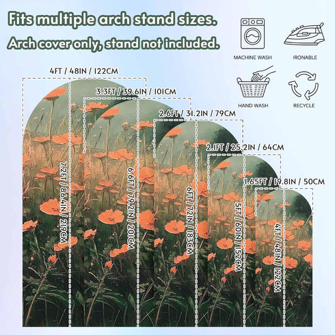 Jnbasdffb 6.6 Red Spring Floral Wedding Arch Cover, Stretchy Spandex Arch Backdrop Stand Covers FT, Modern Oil Painting