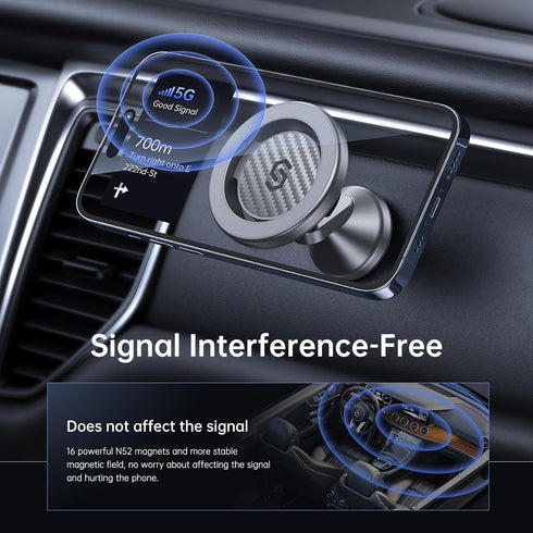 SYNCWIRE for MagSafe Car Mount, Kevlar Material Magnetic Phone Holder for Car Dash, 360° Rotation for iPhone 15 Pro Max
