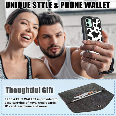 Compatible iPhone 11 Case with Screen Protector, Cute Luxury Cow Print Design, Shockproof 3-Layer Case