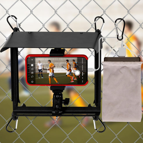 Cell Phone Fence Mount with Sunshade, Aluminum Fence Camera Mount Holder for