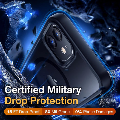 iPhone 12/12 Pro Strong Magnetic Case - Shockproof Matte Black Cover, Compatible with MagSafe, 6.1" Protection.