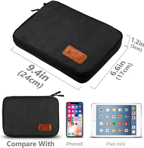 Travel Cable Organizer Bag Double Layer Waterproof Portable for USB Cable, Phone Charger, Headset Wire, SD Card