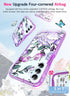 LeYi Dual Layer Cute Flower Pattern Case for Samsung Galaxy A15-5G with Glass Screen Protector, Rugged Shockproof -