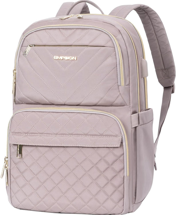 EMPSIGN Laptop Backpack Purse for Women and Men with USB Charging Port,