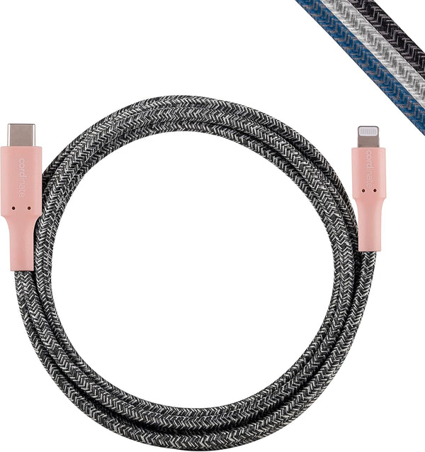 Cordinate 6 Ft Braided USB-C to Lightning Cable, Fast Charge, Compatible with iPhone 13/12/11, iPad Pro, AirPod Pro,
