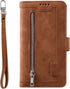 UEEBAI Wallet Case for Samsung Galaxy S21 5G, Retro 9 Card Holder Slots, Zipper Pocket PU Leather Handbag