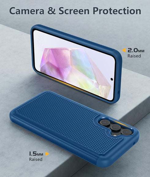 FNTCASE Samsung Galaxy A35-5G Case, Blue Dual Layer Protective Heavy Duty Shockproof Rugged with Non-Slip Textured Back