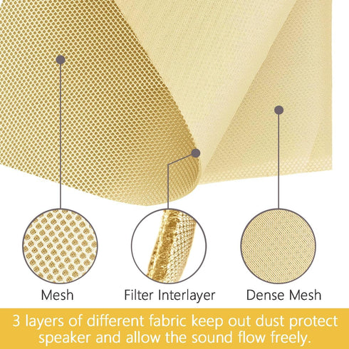 Speaker Grill Cloth Stereo Mesh Fabric for Speaker Repair, Yellow - 55 x 40 in / 140 x 100 cm