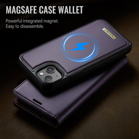 PlusnapX 13 2-in-1 13 6.1", Wallet Case for iPhone Compatible with Magsafe, PU Leather Flip RFID Blocking Card Holder