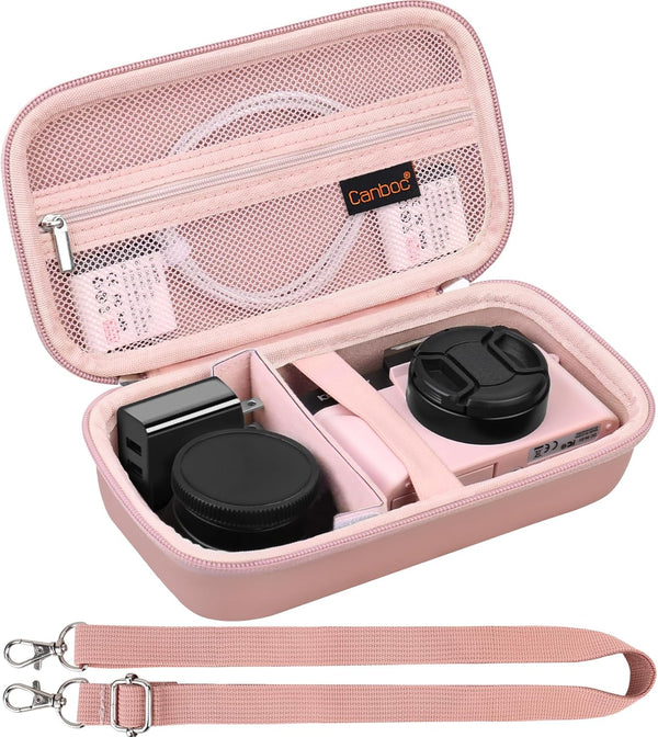 Canboc 4K Digital Camera Case for Femivo/brewene/zheozeig/VETEK 4K Vlogging Camera, Rose Gold (Case Only)
