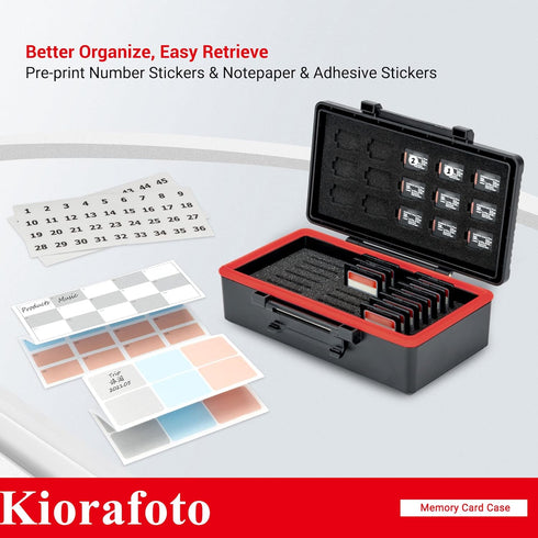 Kiorafoto 36 Slots SD MSD Memory Card Case Holder, Water-Resistant Anti-Shock Storage Organizer for 21 SD Cards
