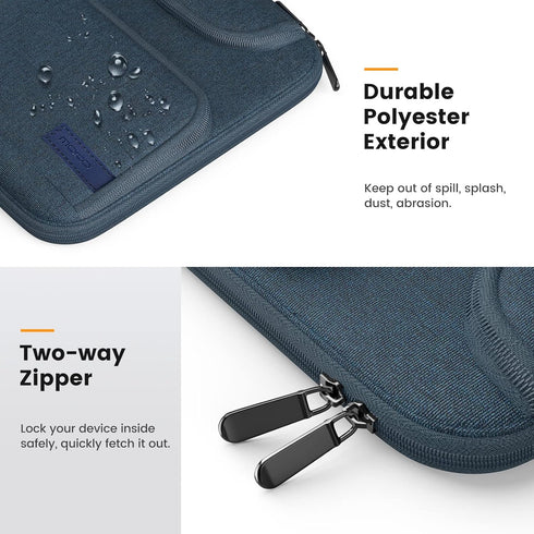 MoKo 9-11 Inch Tablet Sleeve Bag, Waterproof Polyester Bag with Double Pockets, Fits iPad Air 5/4, Indigo