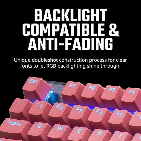 Cooler Master Sakura Pink PBT Doubleshot Backlit Keycap Upgrade Set for Mechanical Keyboards, US 104 Layout