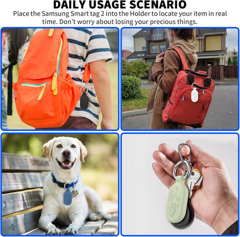 TUDIOW 4 Pack Samsung Galaxy SmartTag2 Case, Waterproof Silicone Anti-Lost Scratch Resistant Cover (Black&White&Navy