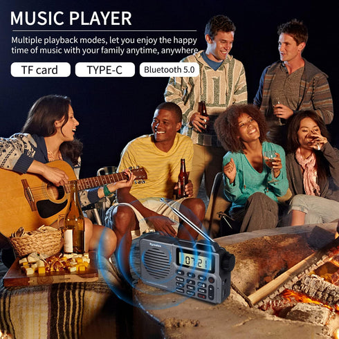 Portable AM/FM Radio, Small Pocket Radio with Bass Speaker, Long Battery Life, Support Micro SD Card and Record, Alarm
