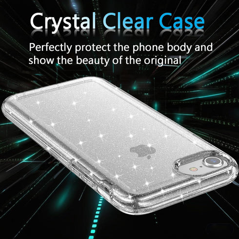 TENOC Phone Case for iPhone 6 Plus & 6s Plus, Glitter Clear Sparkling Protective Bumper Cover for Girls Women