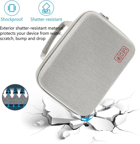 ProCase Hard Travel Electronic Organizer Case for MacBook, Chargers, Cables, Power Bank, Accessories Bag - XL, Grey