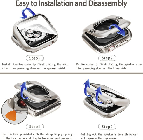 2 in 1 Waterproof Case for Apple Watch 40mm Series 6/5/4/SE, Tempered Glass Screen Protector, Full Coverage Bumper