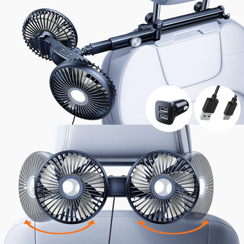 Car Fan for Backseat kids with Retractable Long Arm, [Comes with Car