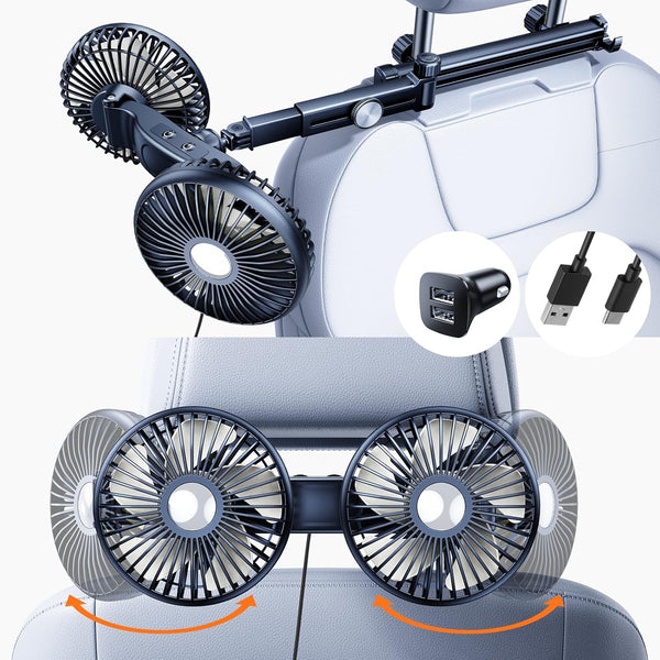 Car Fan for Backseat kids with Retractable Long Arm, [Comes with Car