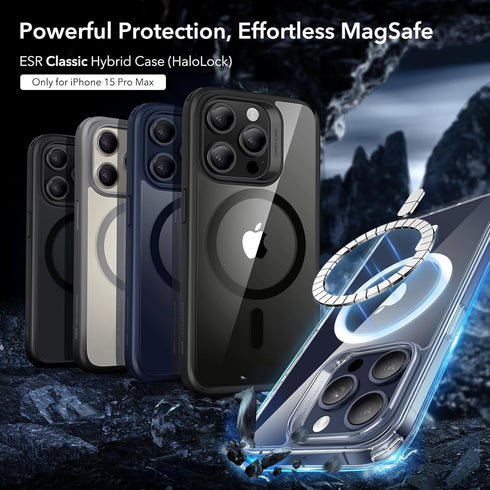 ESR for iPhone 15 Pro Max Case, Compatible with MagSafe, Military-Grade Protection, Yellowing Resistant, Scratch-Resistant Back, Magnetic Phone Case for iPhone 15 Pro Max, Classic Series, Clear