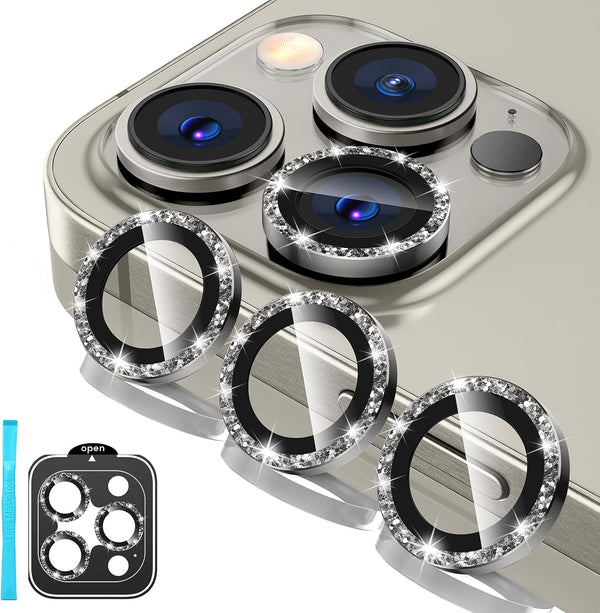 Tensea Camera Lens Protector for iPhone 15 Pro/Pro Max, 9H Tempered Glass, Metal Ring, 6.1" & 6.7" 2023.