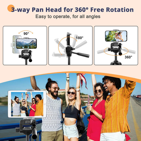 64” Phone&Tablet Tripod, Aureday Cell Phone Tripod for iPhone with Wireless Remote, Extendable Stand for Video