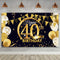 Blulu 40th Birthday Party Decoration, Extra Large Black Gold Fabric Sign Poster for Photo Booth Background