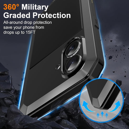 Mangix 17 17 for iPhone Metal Case,Tempered Glass Luxury Aluminum Alloy Protective Military Bumper Heavy Duty Cover