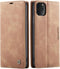 SINIANL iPhone 11 Pro Max Leather Case Book Folding Flip Case with Kickstand and Credit Card Slot, Brown
