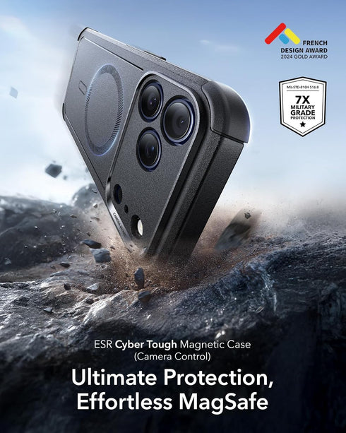ESR 17 23ft for iPhone Pro Max Phone Case, Military-Grade Drop Protection, Shock-Absorbing Rugged Cover, MagSafe