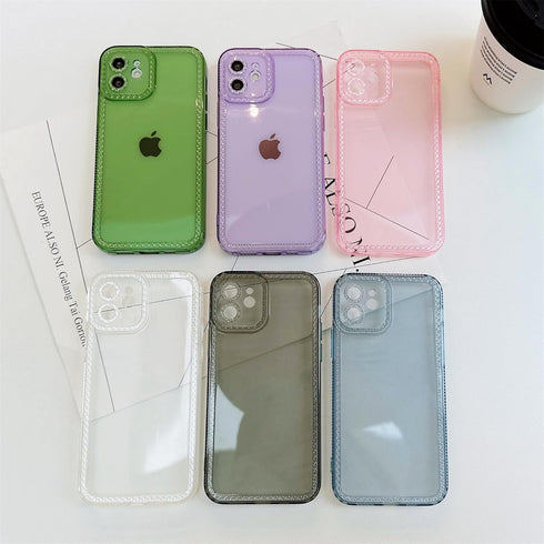 Cute Clear Bling Crystal Diamond iPhone 12 Case with Sparkle Camera Lens Protector, Soft TPU Cover for Women, Purple.