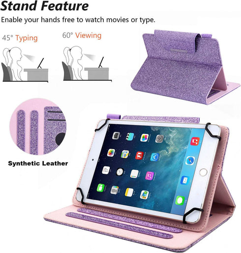 Dteck Universal Case for Fire HD 10/Samsung Galaxy Tab/Lenovo Tab - Protective Folio Leather Case with Stand/Card Slots