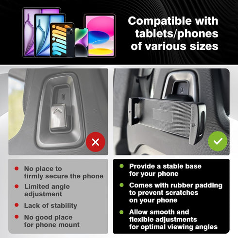 BestEvMod Seat Back Anchor Phone Holder, 1/4 Screw Mount, MagSafe Compatible with 2022-2024 Rivian R1T&R1S