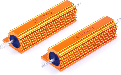 100 Watt 2 Ohm 5% Wirewound Resistor - Electronic Aluminium Shell Resistors Gold (Pack of 2)