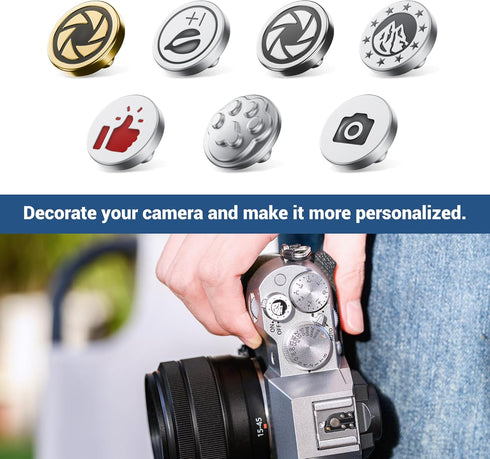 JJC Camera Soft Release Button for Fuji Fujifilm X-T5 X-T4 X-T30 II X-PRO3, Silver Aperture Pattern