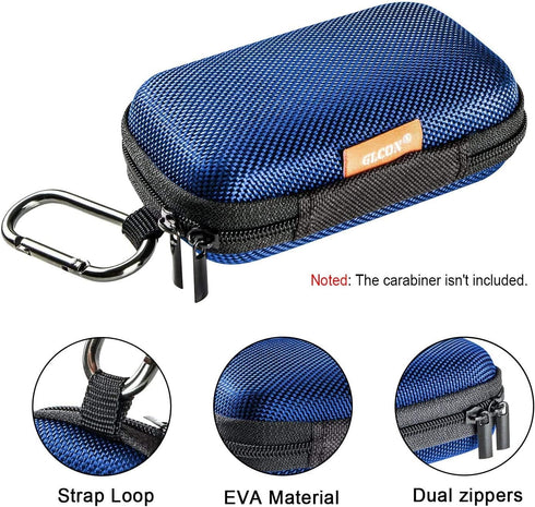 GLCON Earbud Carrying Case, Small Hard EVA Case, Lightweight Portable Zipper Storage Bag for Headset, Charger - Blue
