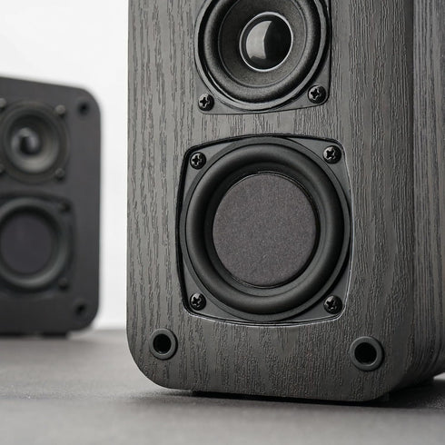 Passive Bookshelf Speakers for Home Theater Surround Sound, Classic Wood Grain for Record Player/Computer/TV, Wall