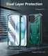 FNTCASE Military Grade Shockproof Full Protection Phone Case for iPhone 15, Dual Layer Matte Textured 6.1 Inch Green